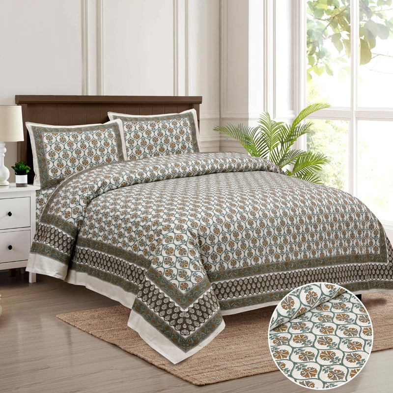 King Size Bedsheet. 100x108 inch approx. 1 Bedsheet 2 Pillow Covers.