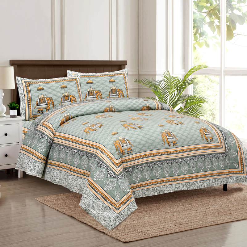 King Size Cotton Bedsheet. 90x108 inch approx. 1 Bedsheet 2 Pillow Covers.