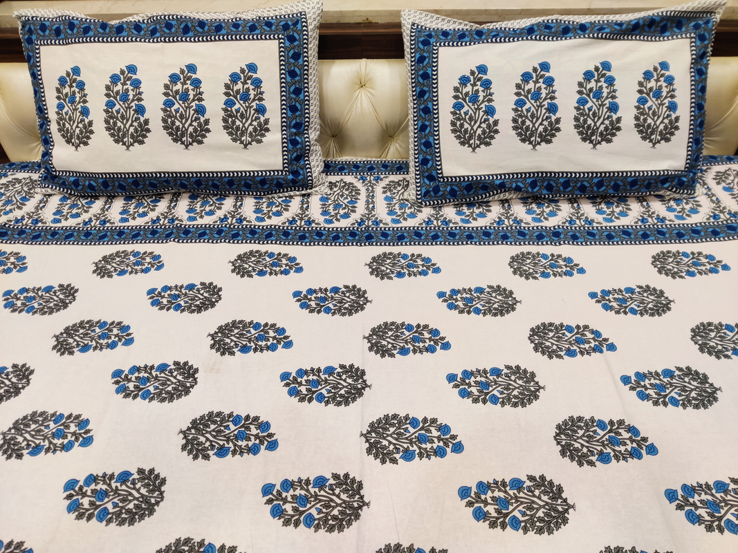 Cotton Bedsheet with 2 Pillow Covers ( 90x108 inches) 