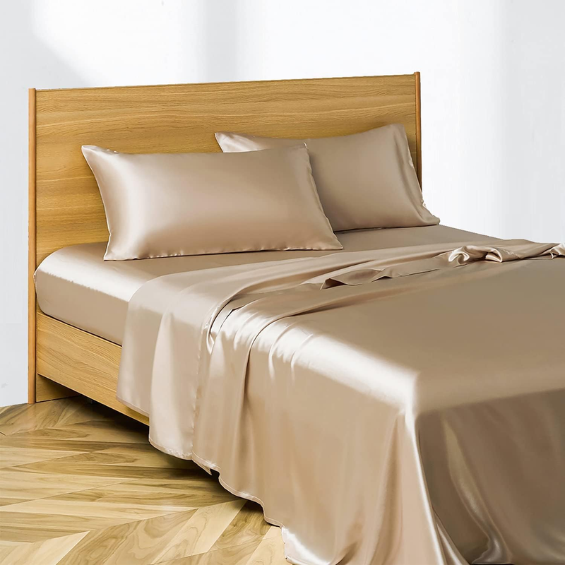 Satin king size plain bedsheet with two pillow covers (274x274 cms)