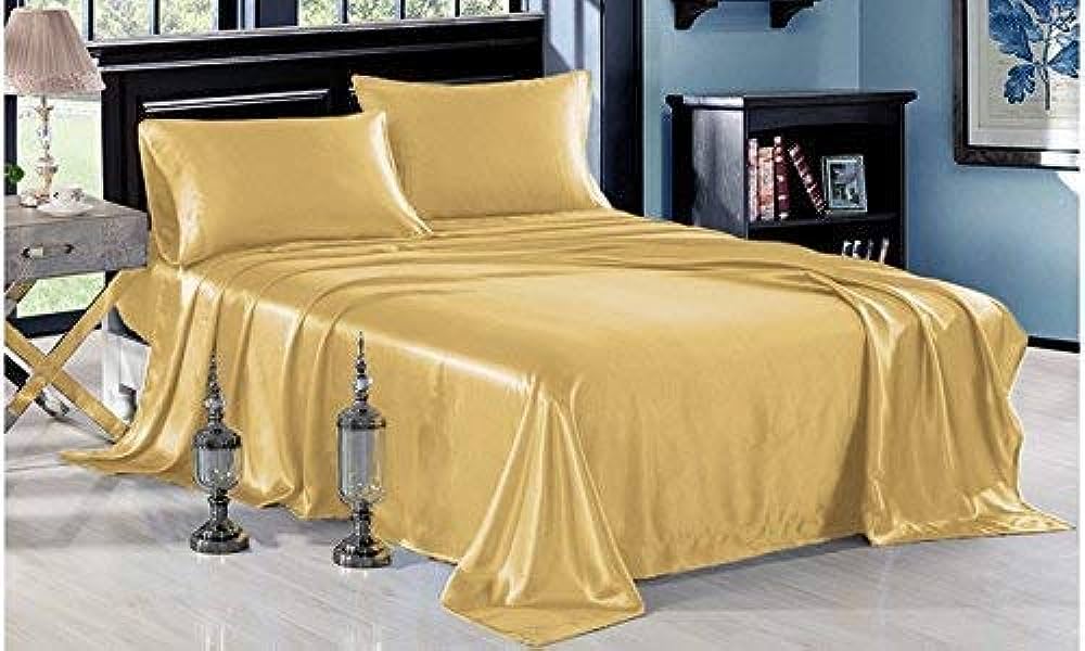 Satin king size plain bedsheet with two pillow covers (274x274 cms)